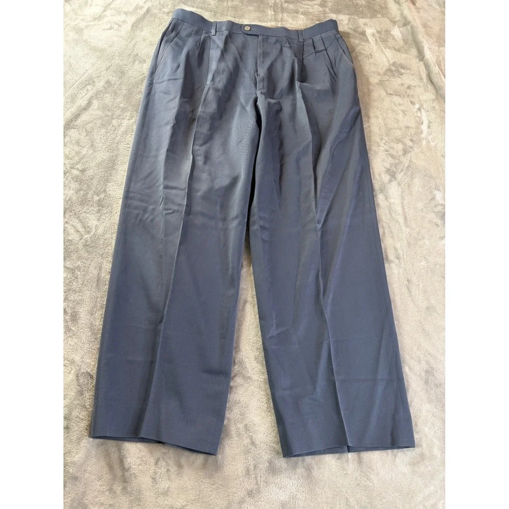 Zanella Mens Pleated Dress Pants Vintage 36x30 Blue Classic Fit
